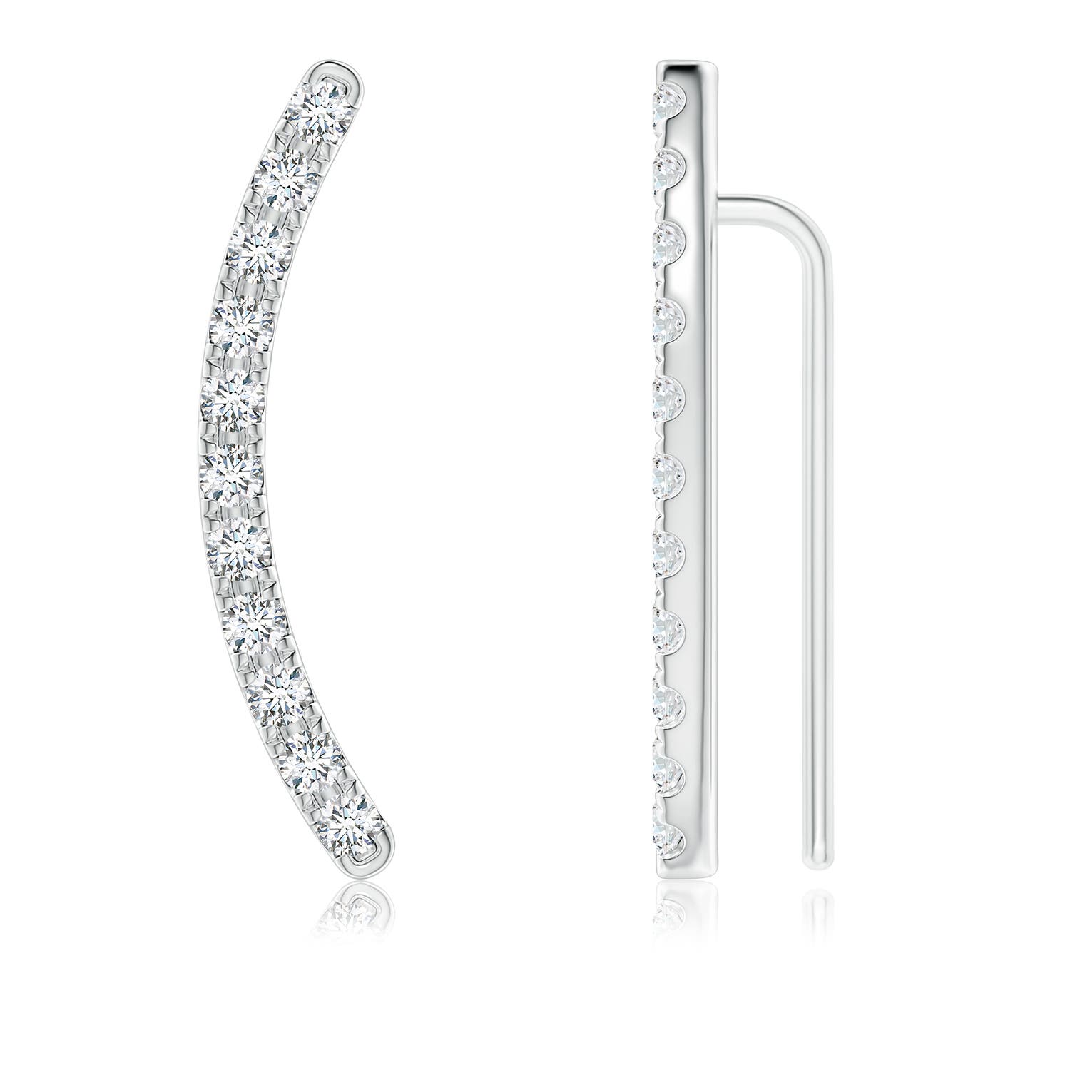 2.2mm FGVS Lab-Grown Pavé-Set Diamond Linear Ear Climber in 18K White Gold