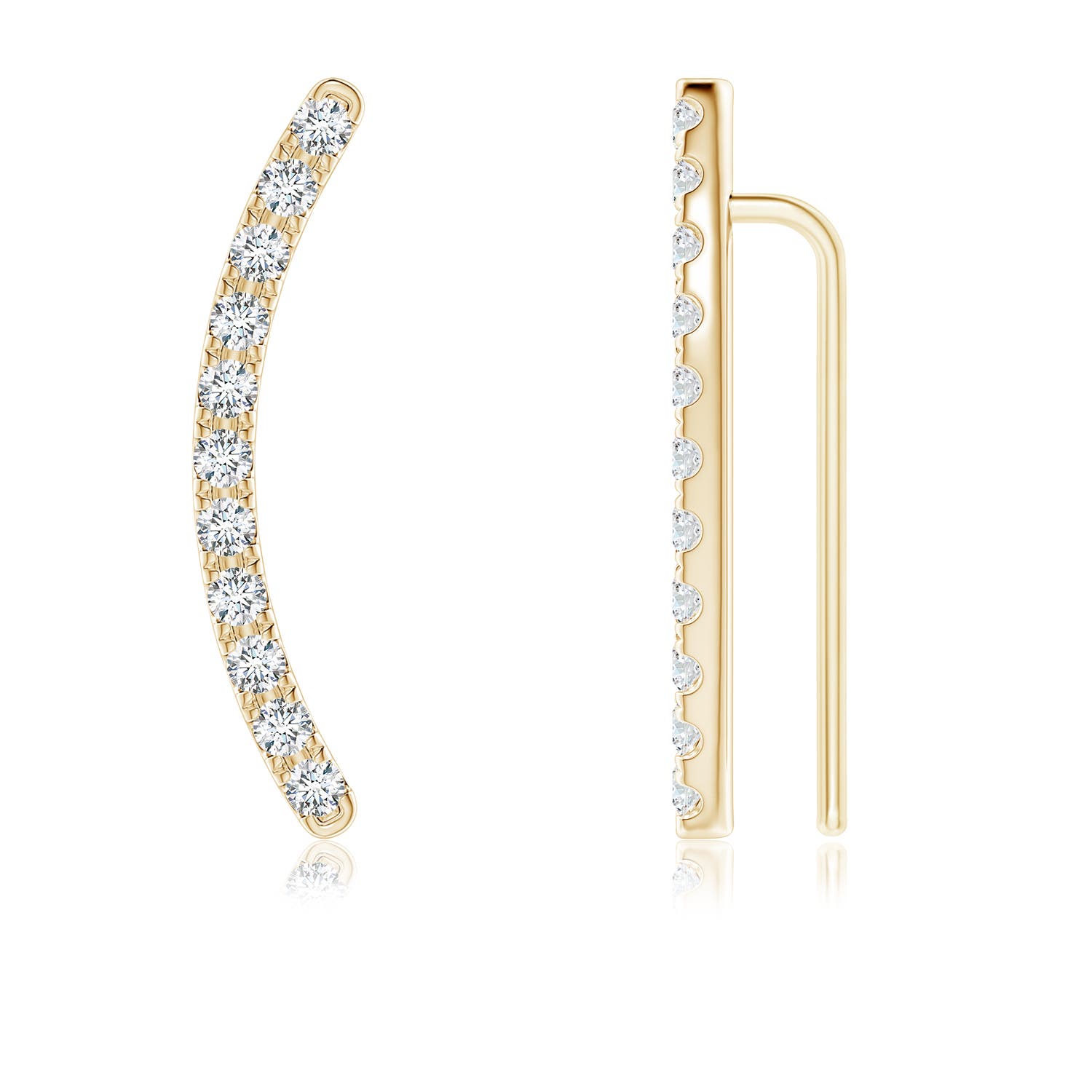 2mm FGVS Lab-Grown Pavé-Set Diamond Linear Ear Climber in 18K Yellow Gold