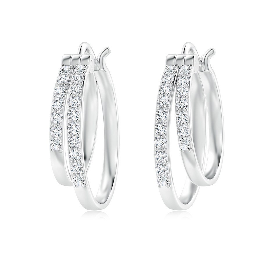 1.5mm FGVS Lab-Grown Round Diamond Double Hoop Earrings in White Gold 