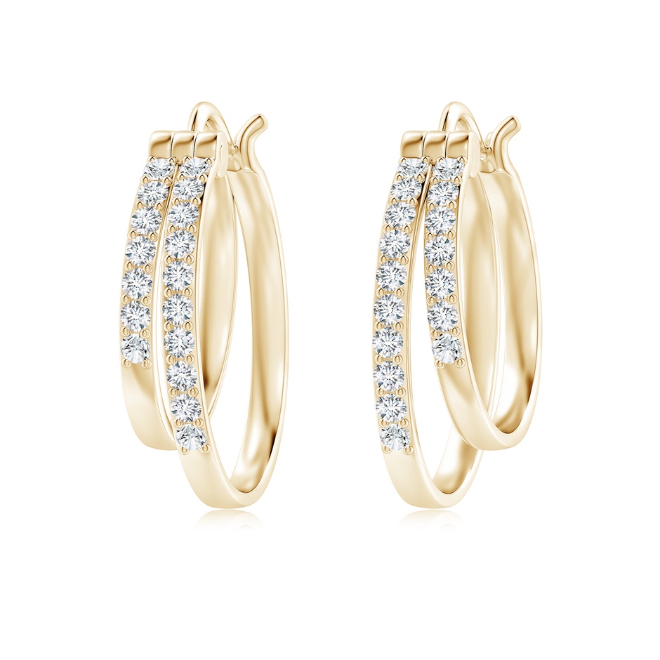 1.5mm FGVS Lab-Grown Round Diamond Double Hoop Earrings in Yellow Gold 