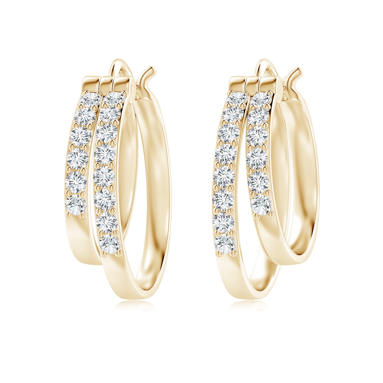 1.85mm FGVS Lab-Grown Round Diamond Double Hoop Earrings in 18CT Yellow Gold