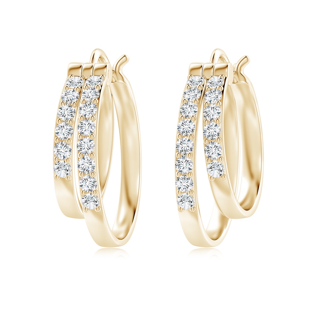 1.85mm FGVS Lab-Grown Round Diamond Double Hoop Earrings in Yellow Gold