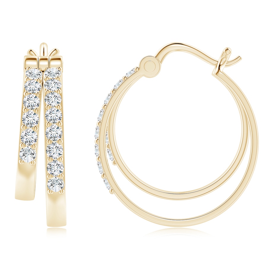 1.85mm FGVS Lab-Grown Round Diamond Double Hoop Earrings in Yellow Gold side 199