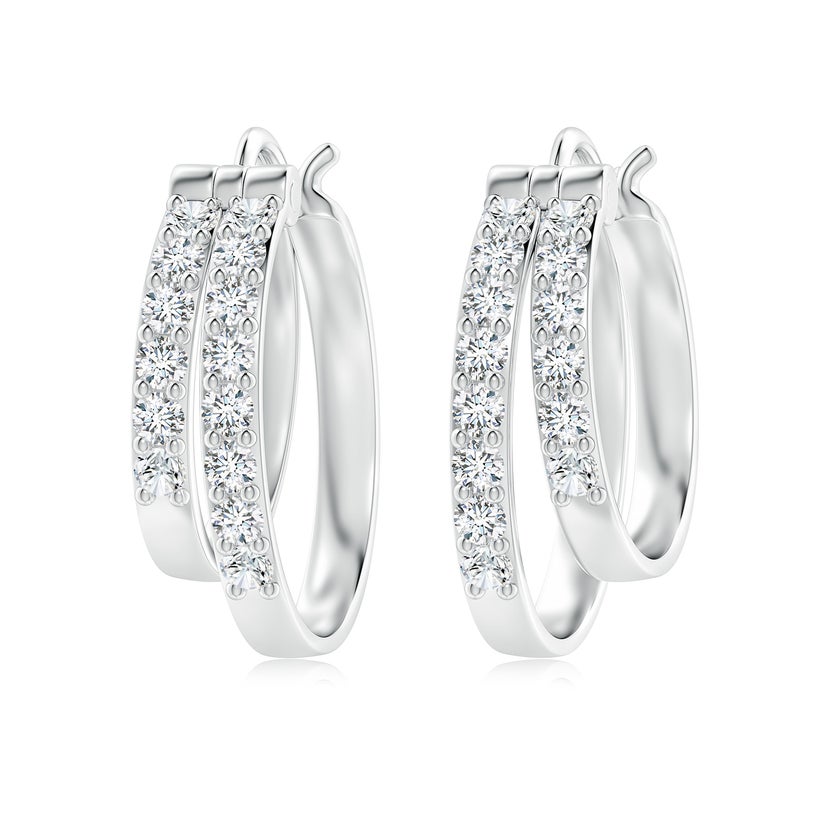 Lab-Grown Round Diamond Double Hoop Earrings