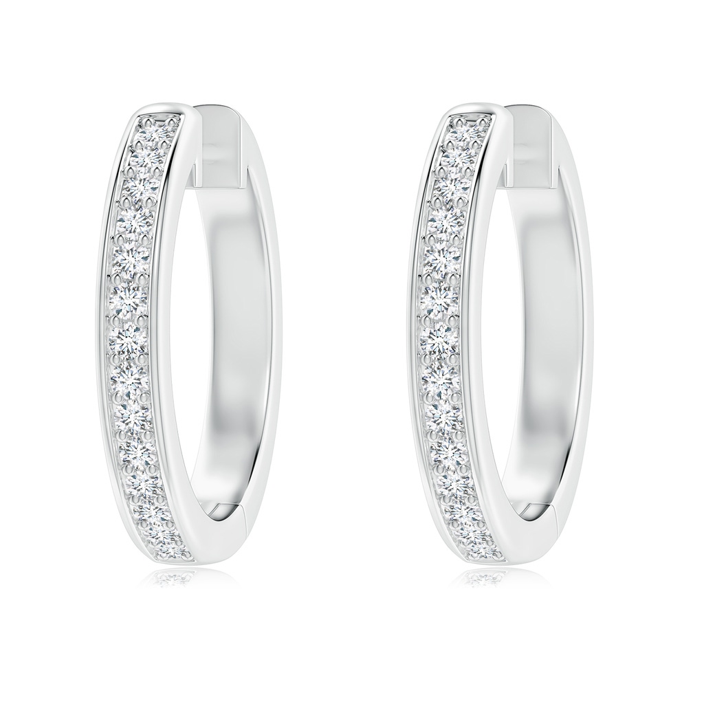 1.85mm FGVS Lab-Grown Pavé-Set Round Diamond Hinged Hoop Earrings in White Gold