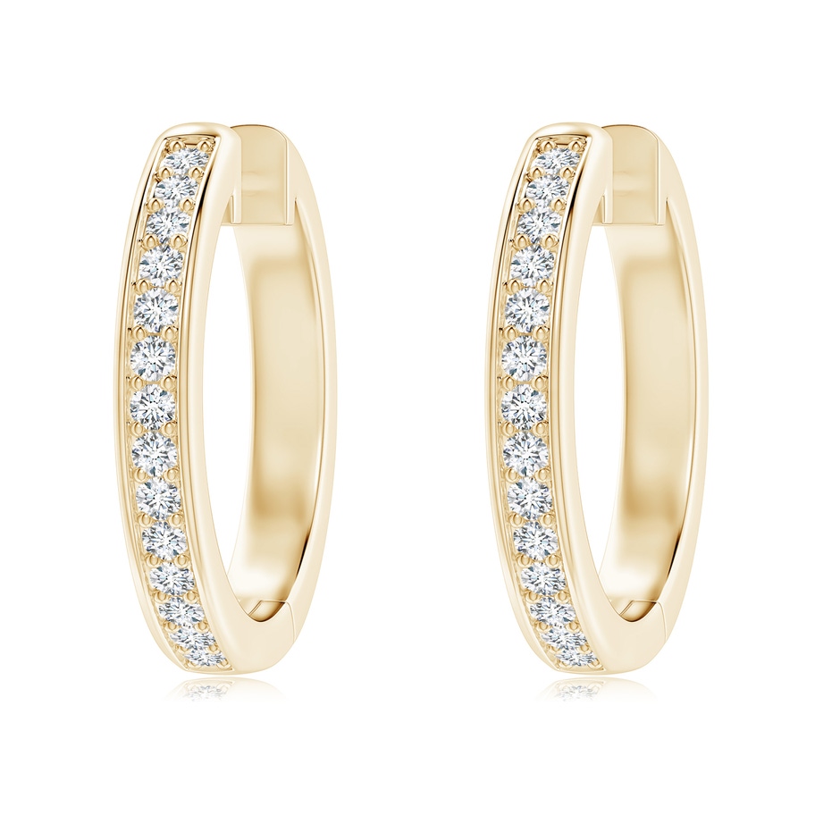 1.85mm FGVS Lab-Grown Pavé-Set Round Diamond Hinged Hoop Earrings in Yellow Gold 