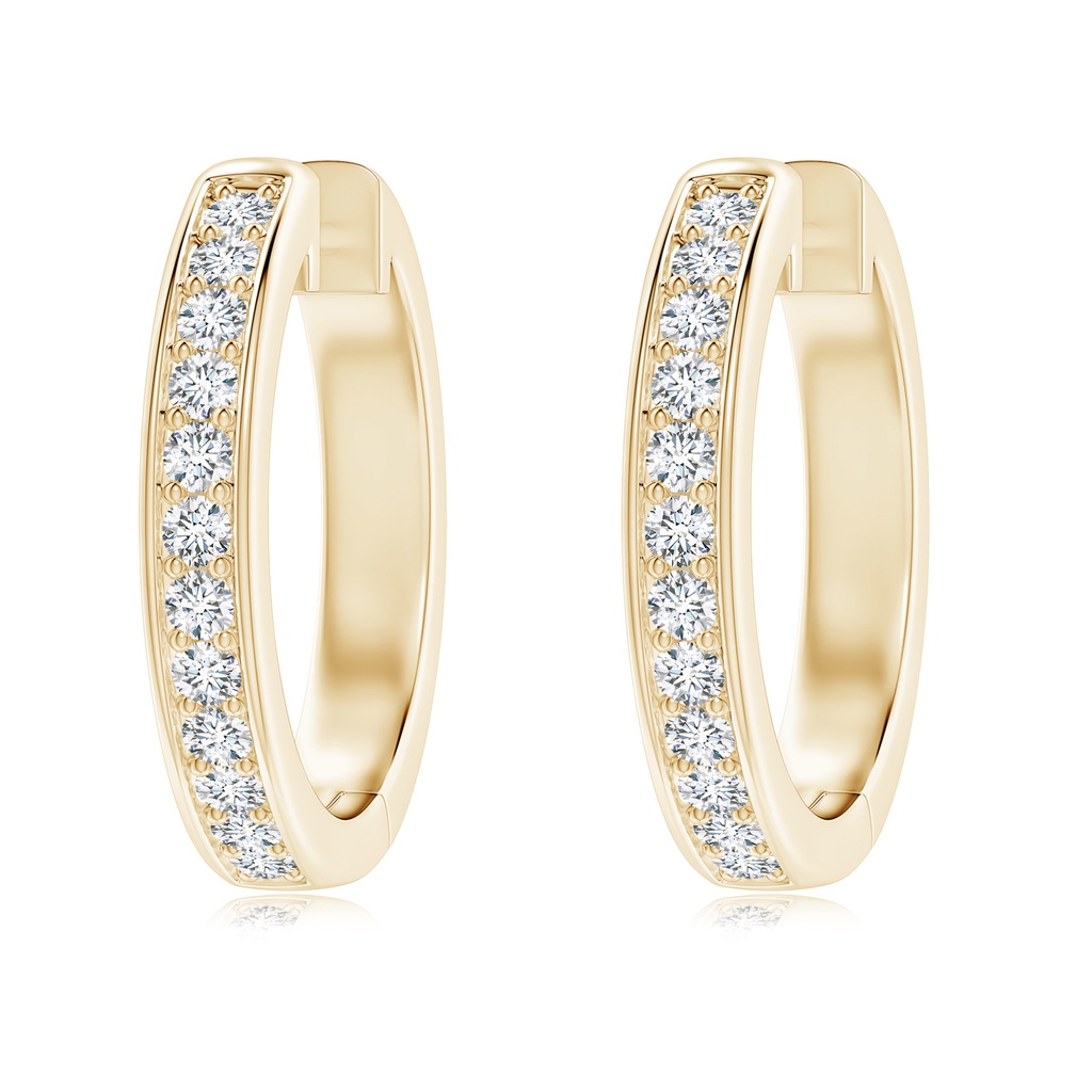 2.2mm FGVS Lab-Grown Pavé-Set Round Diamond Hinged Hoop Earrings in Yellow Gold