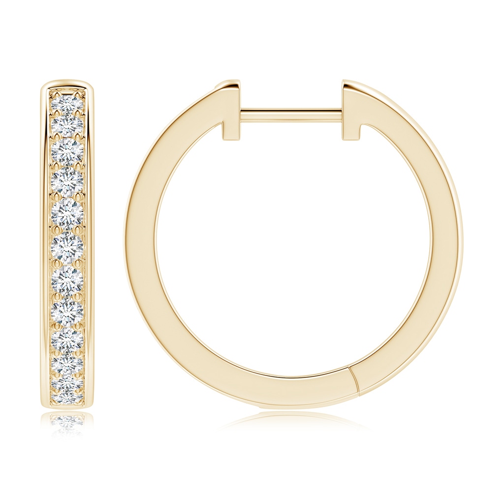 2.2mm FGVS Lab-Grown Pavé-Set Round Diamond Hinged Hoop Earrings in Yellow Gold - side 199