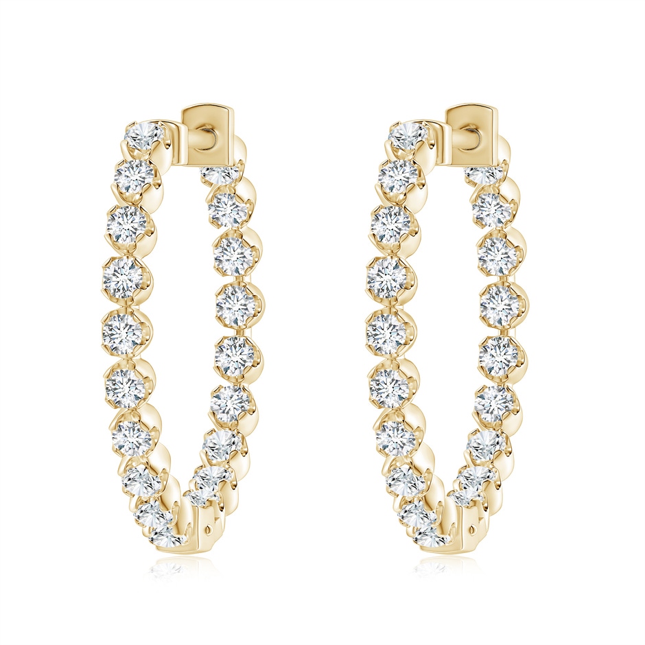 2.1mm FGVS Lab-Grown Floating Diamond Inside-Out Hoop Earrings in 18K Yellow Gold 