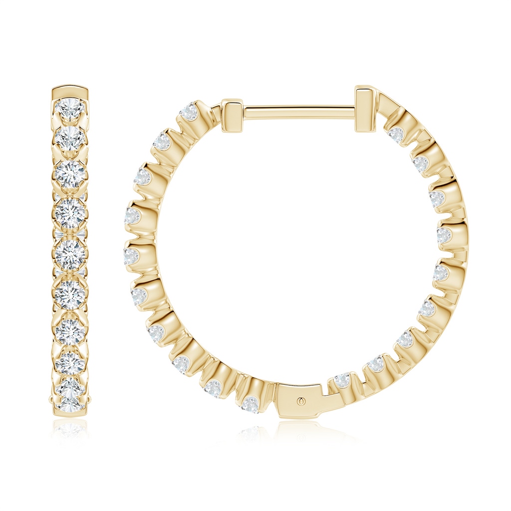 2.1mm FGVS Lab-Grown Floating Diamond Inside-Out Hoop Earrings in Yellow Gold - side 199