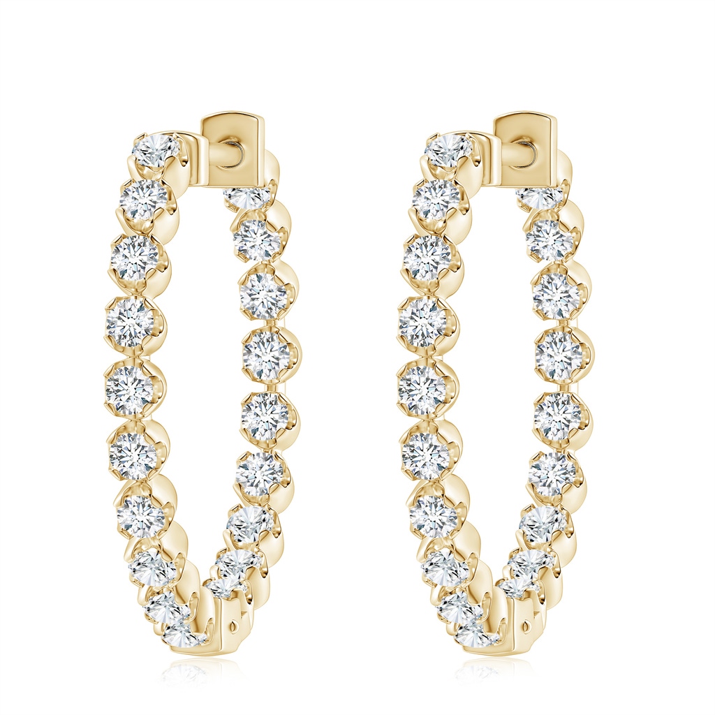 2.3mm FGVS Lab-Grown Floating Diamond Inside-Out Hoop Earrings in Yellow Gold