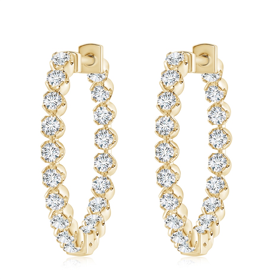 2.3mm FGVS Lab-Grown Floating Diamond Inside-Out Hoop Earrings in Yellow Gold 