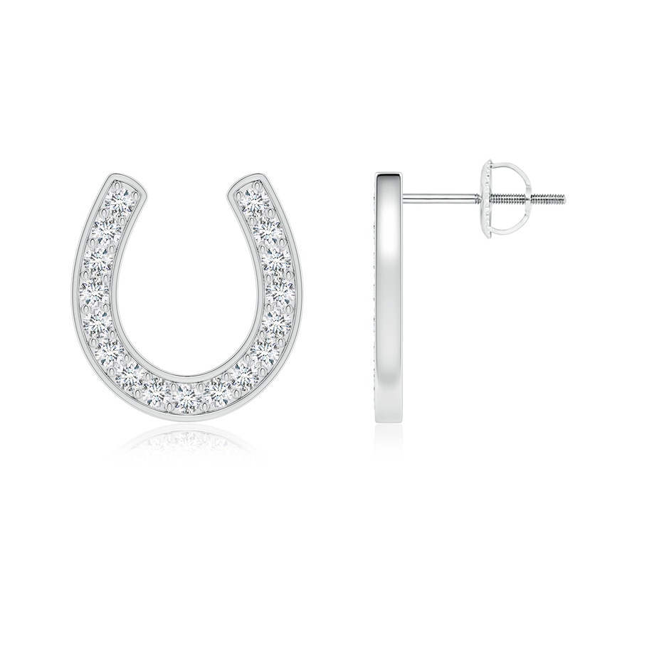 1.5mm FGVS Lab-Grown Pave-Set Diamond Horseshoe Stud Earrings in White Gold 