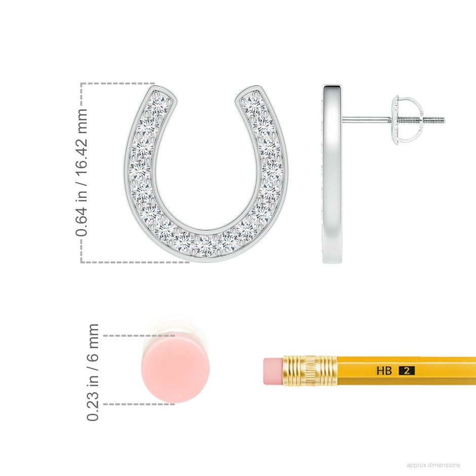 1.75mm FGVS Lab-Grown Pave-Set Diamond Horseshoe Stud Earrings in P950 Platinum ruler