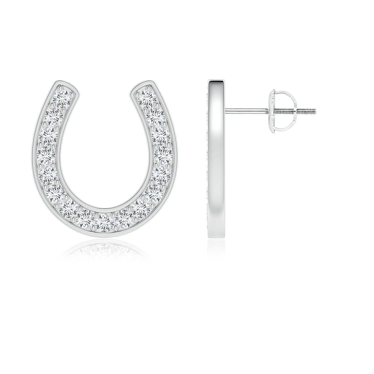 1.75mm FGVS Lab-Grown Pave-Set Diamond Horseshoe Stud Earrings in White Gold
