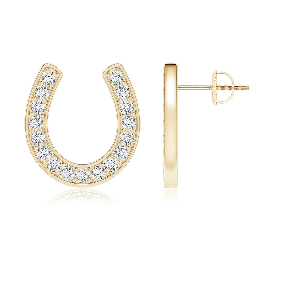 1.75mm FGVS Lab-Grown Pave-Set Diamond Horseshoe Stud Earrings in Yellow Gold 