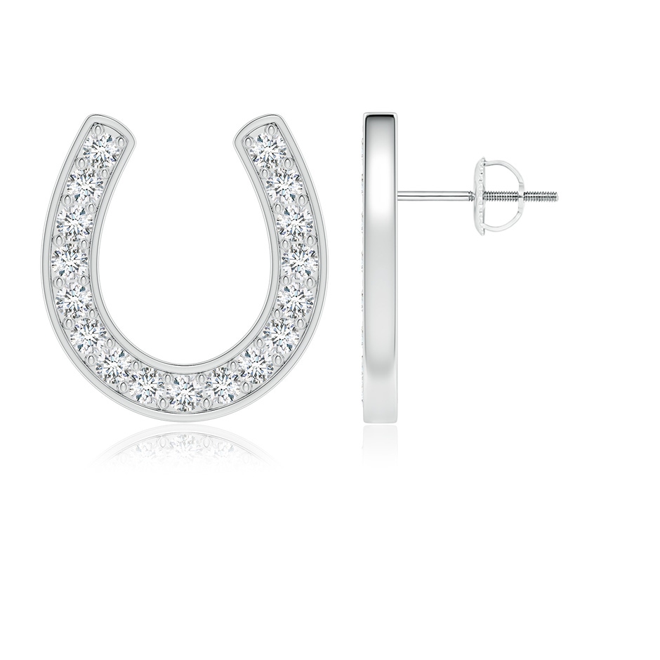 1.9mm FGVS Lab-Grown Pave-Set Diamond Horseshoe Stud Earrings in White Gold 