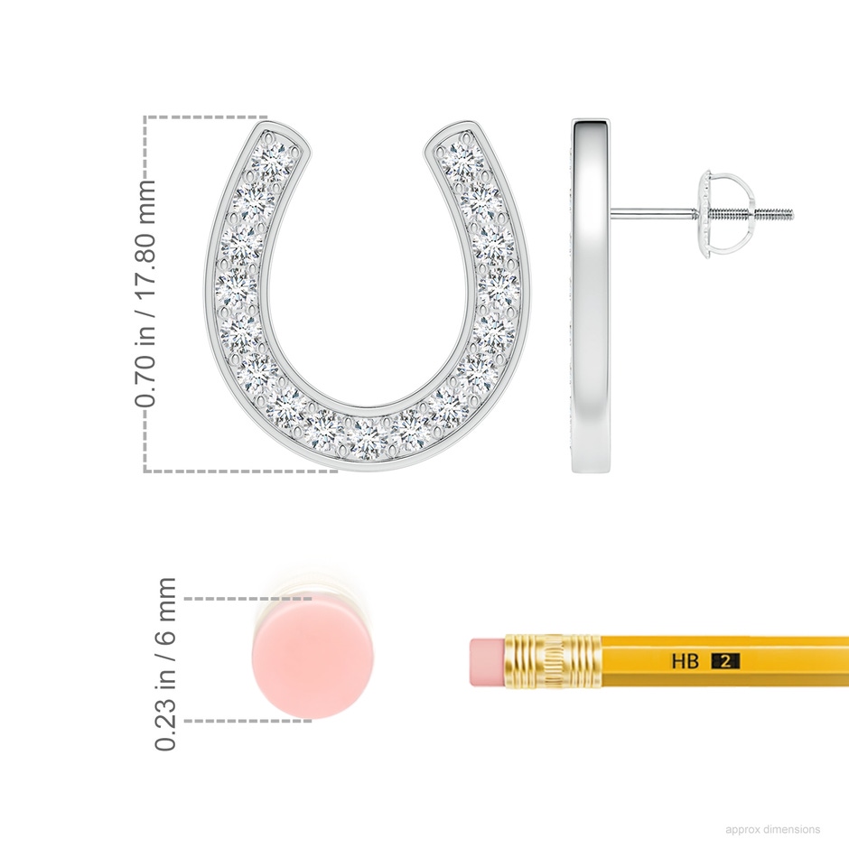 1.9mm FGVS Lab-Grown Pave-Set Diamond Horseshoe Stud Earrings in White Gold ruler