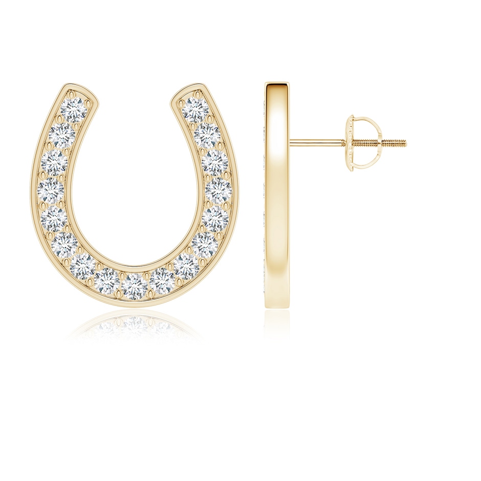 1.9mm FGVS Lab-Grown Pave-Set Diamond Horseshoe Stud Earrings in Yellow Gold 