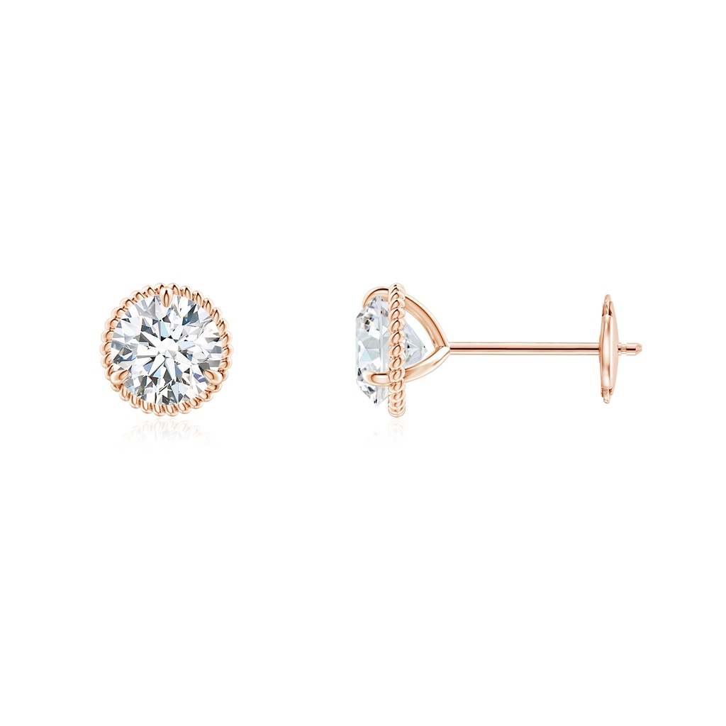 5.1mm FGVS Lab-Grown Rope Framed Claw-Set Diamond Martini Stud Earrings in Rose Gold