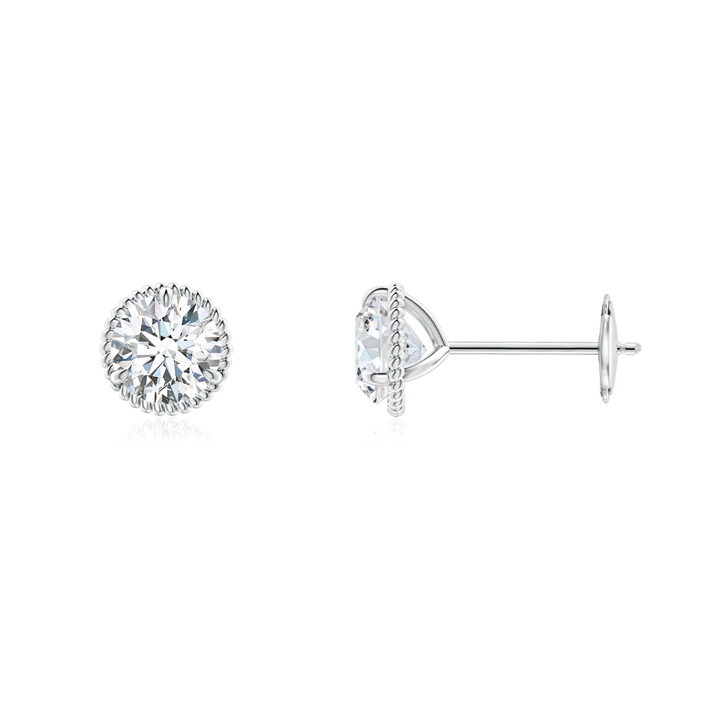 5.1mm FGVS Lab-Grown Rope Framed Claw-Set Diamond Martini Stud Earrings in White Gold