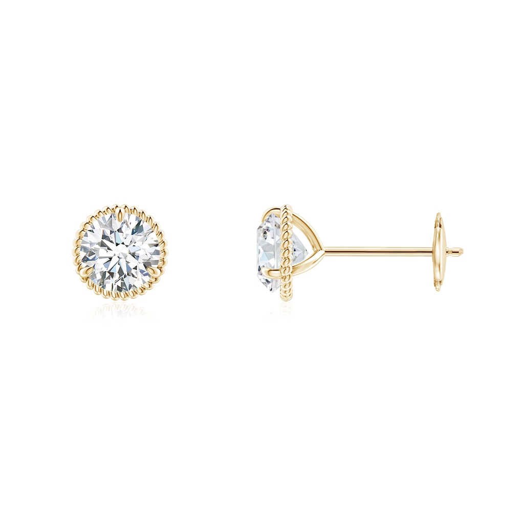 5.1mm FGVS Lab-Grown Rope Framed Claw-Set Diamond Martini Stud Earrings in Yellow Gold