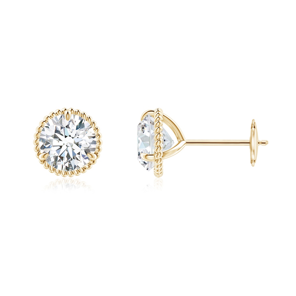6.4mm FGVS Lab-Grown Rope Framed Claw-Set Diamond Martini Stud Earrings in 18K Yellow Gold