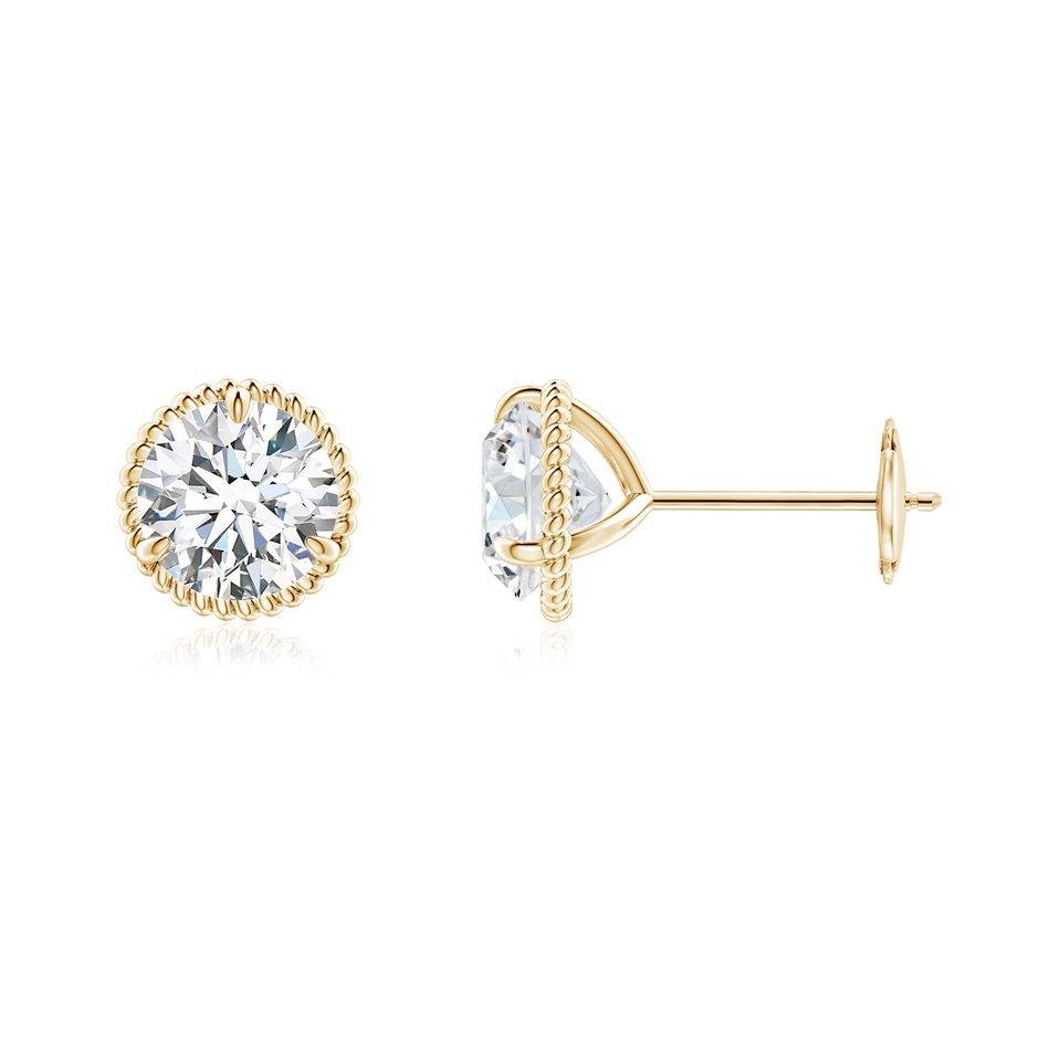 6.4mm FGVS Lab-Grown Rope Framed Claw-Set Diamond Martini Stud Earrings in 18K Yellow Gold 