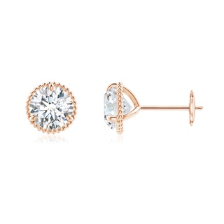 6.4mm FGVS Lab-Grown Rope Framed Claw-Set Diamond Martini Stud Earrings in Rose Gold