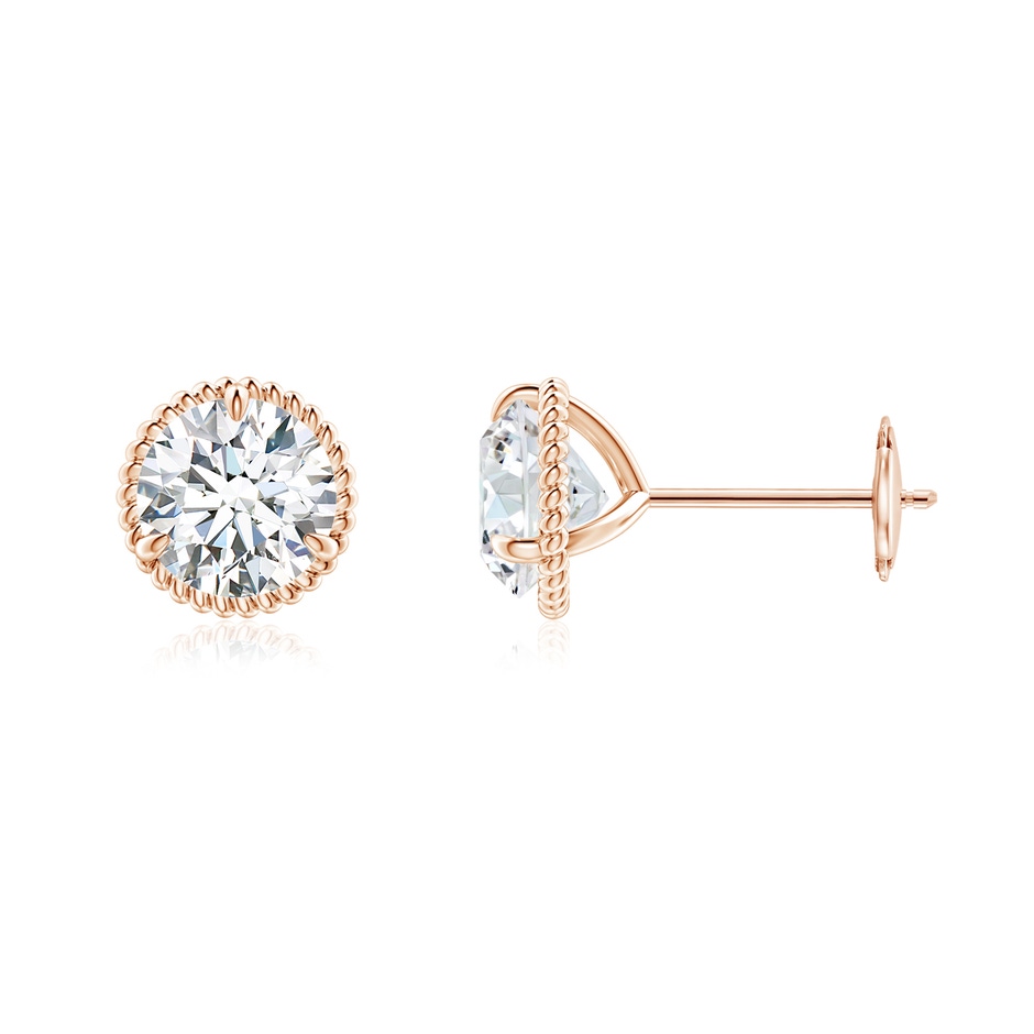 6.4mm FGVS Lab-Grown Rope Framed Claw-Set Diamond Martini Stud Earrings in Rose Gold 