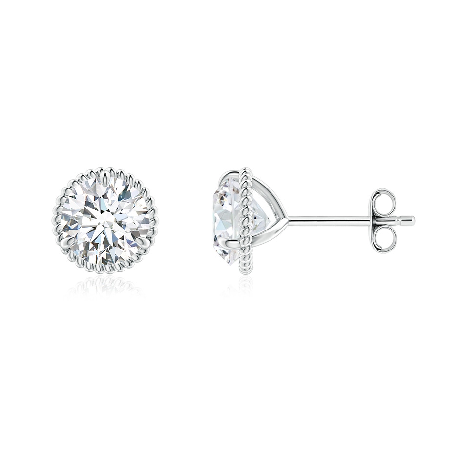 6.4mm FGVS Lab-Grown Rope Framed Claw-Set Diamond Martini Stud Earrings in S999 Silver 