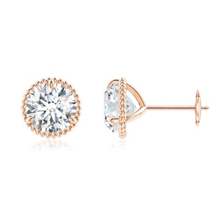 7.4mm FGVS Lab-Grown Rope Framed Claw-Set Diamond Martini Stud Earrings in Rose Gold