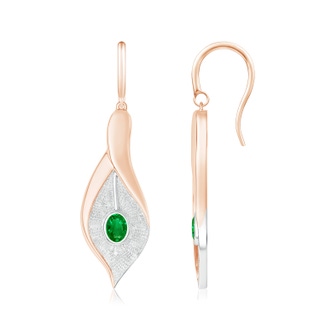 4x3mm Labgrown Lab-Grown Bezel Set Emerald Calla Lily Drop Earrings in 9K Rose Gold 9K White Gold
