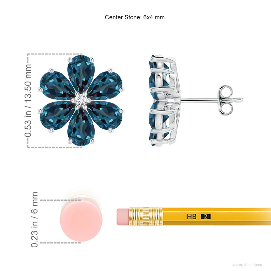 6x4mm Labgrown Nature Inspired Lab-Grown Alexandrite & Diamond Flower Earrings in 18K White Gold ruler