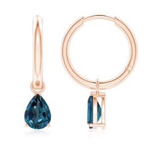 7x5mm Labgrown Pear-Shaped Lab-Grown Alexandrite Hinged Hoop Drop Earrings in 9K Rose Gold