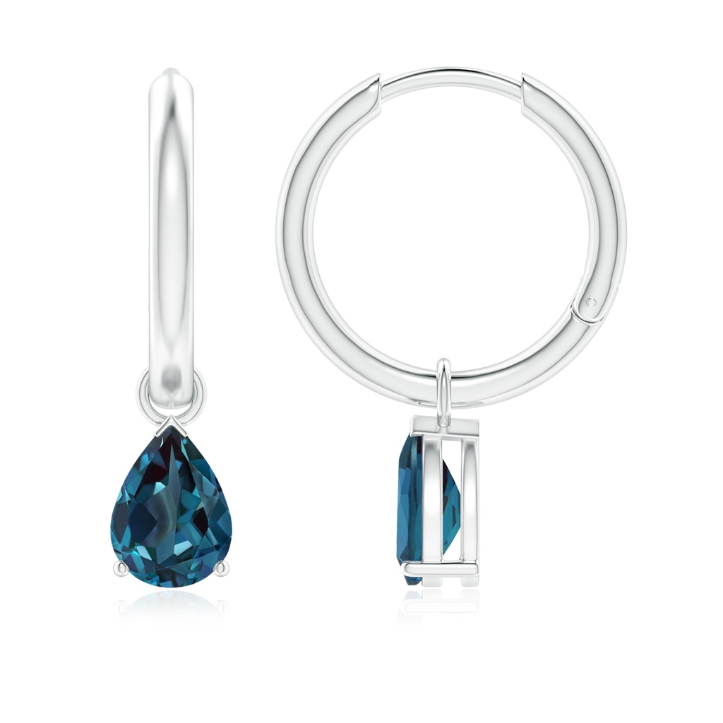 7x5mm Labgrown Pear-Shaped Lab-Grown Alexandrite Hinged Hoop Drop Earrings in P950 Platinum