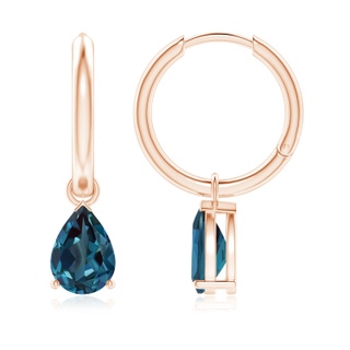 8x6mm Labgrown Pear-Shaped Lab-Grown Alexandrite Hinged Hoop Drop Earrings in 18K Rose Gold