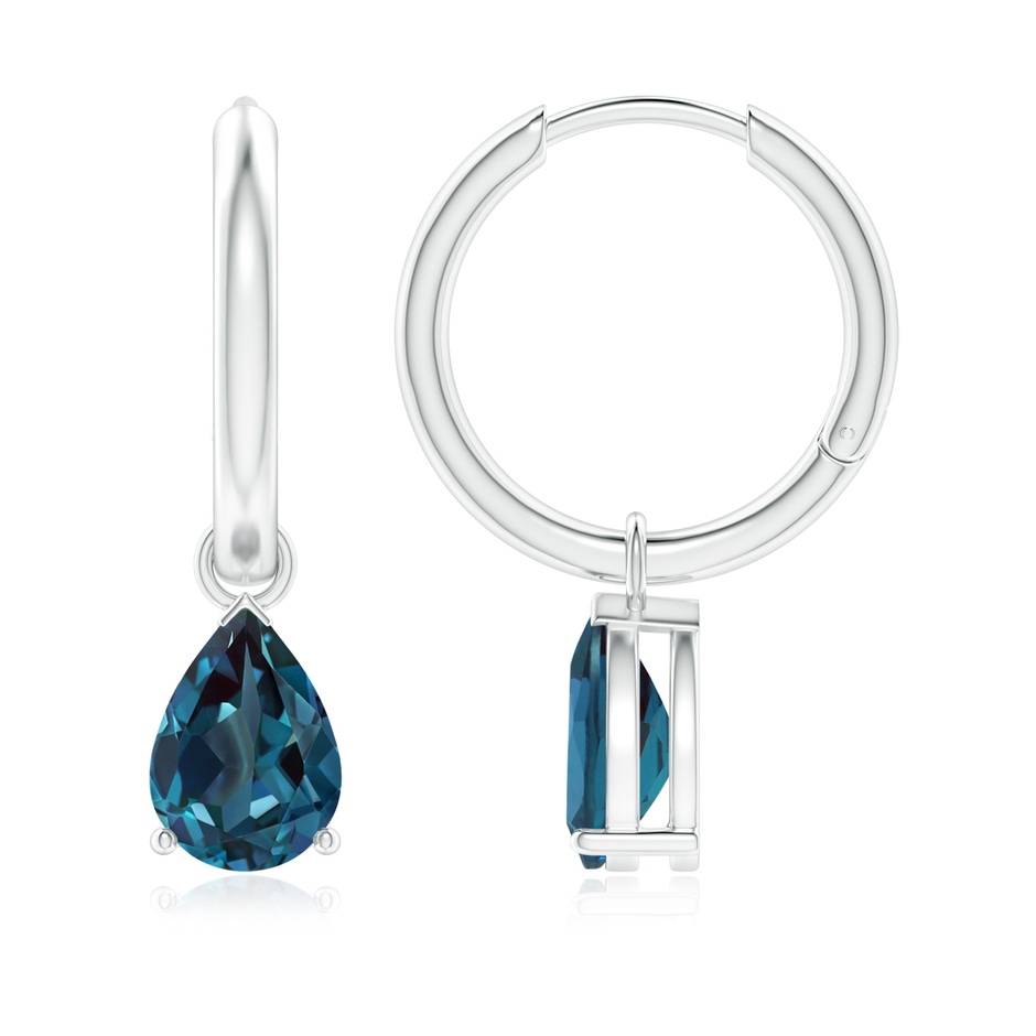 8x6mm Labgrown Pear-Shaped Lab-Grown Alexandrite Hinged Hoop Drop Earrings in White Gold 