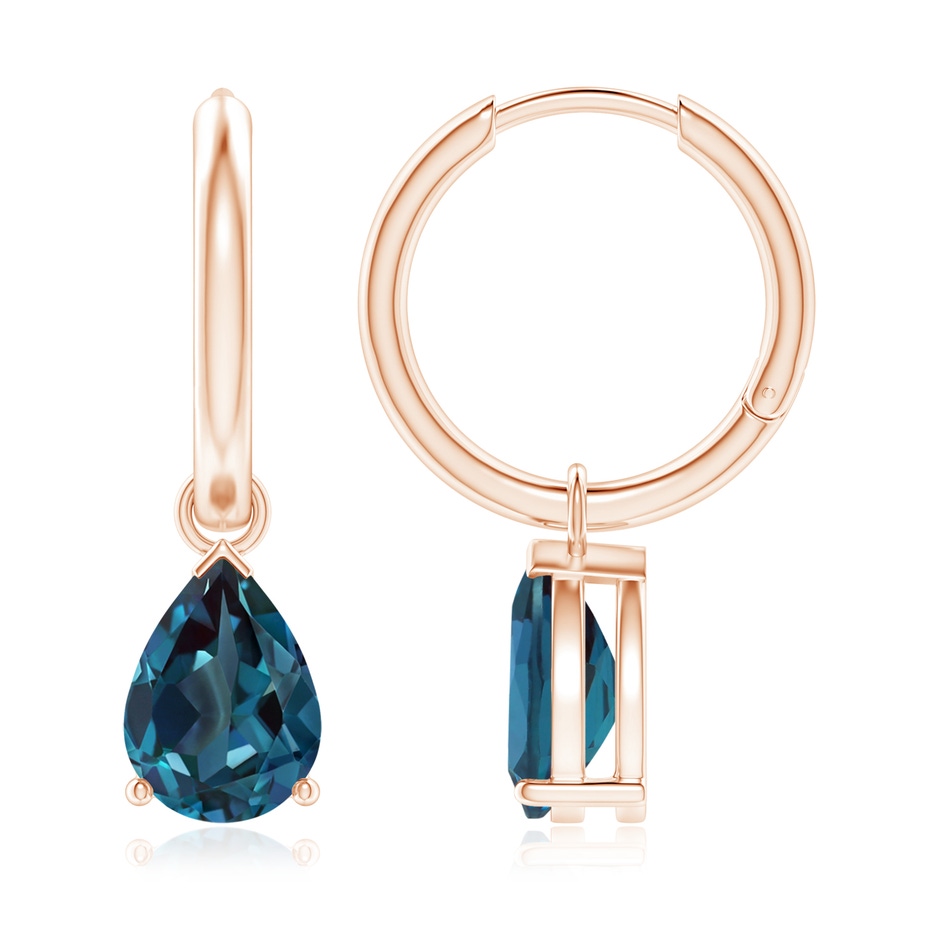 9x6mm Labgrown Pear-Shaped Lab-Grown Alexandrite Hinged Hoop Drop Earrings in 18K Rose Gold 