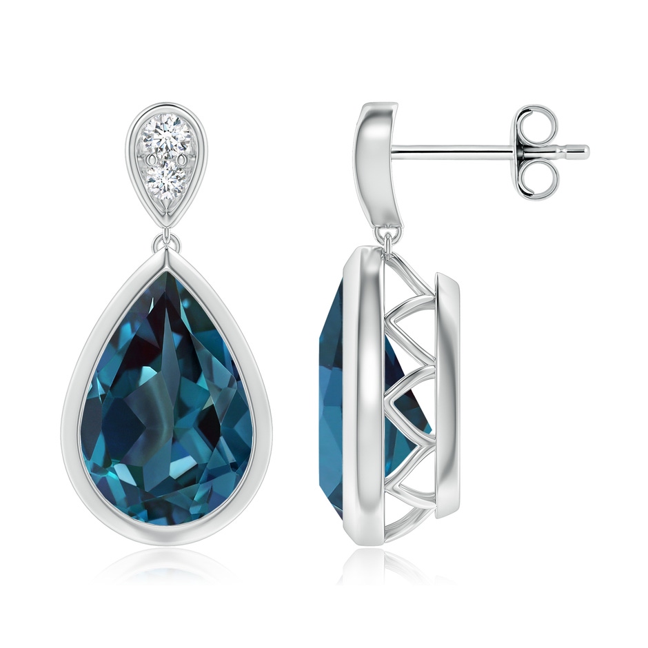 12x8mm Labgrown Bezel-Set Lab-Grown Alexandrite Teardrop Earrings with Diamond in White Gold 