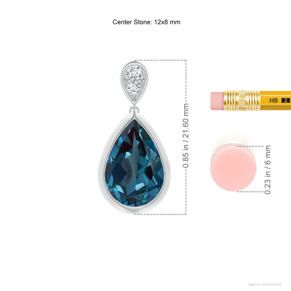 12x8mm Labgrown Bezel-Set Lab-Grown Alexandrite Teardrop Earrings with Diamond in White Gold ruler