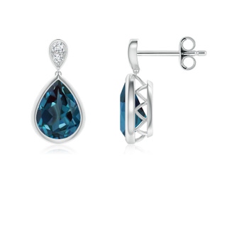 8x6mm Labgrown Bezel-Set Lab-Grown Alexandrite Teardrop Earrings with Diamond in P950 Platinum