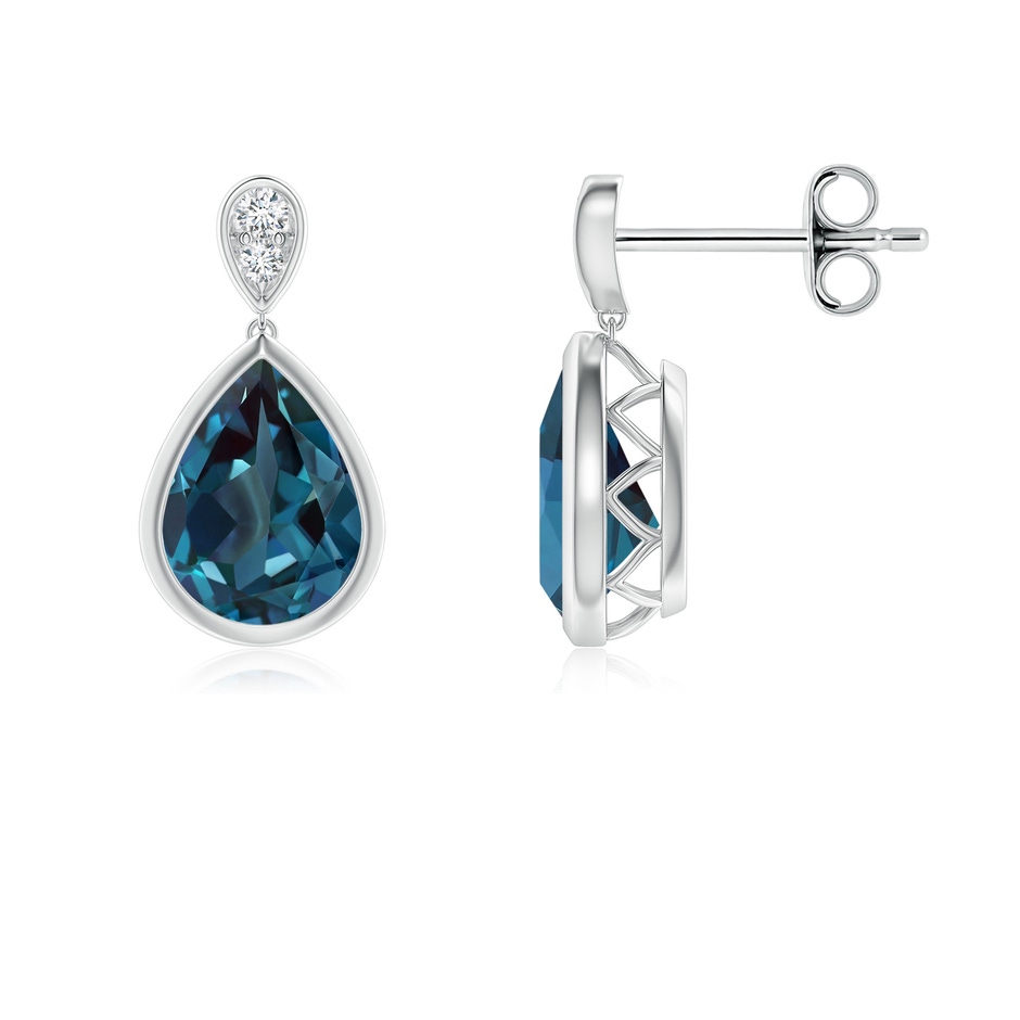 8x6mm Labgrown Bezel-Set Lab-Grown Alexandrite Teardrop Earrings with Diamond in White Gold 