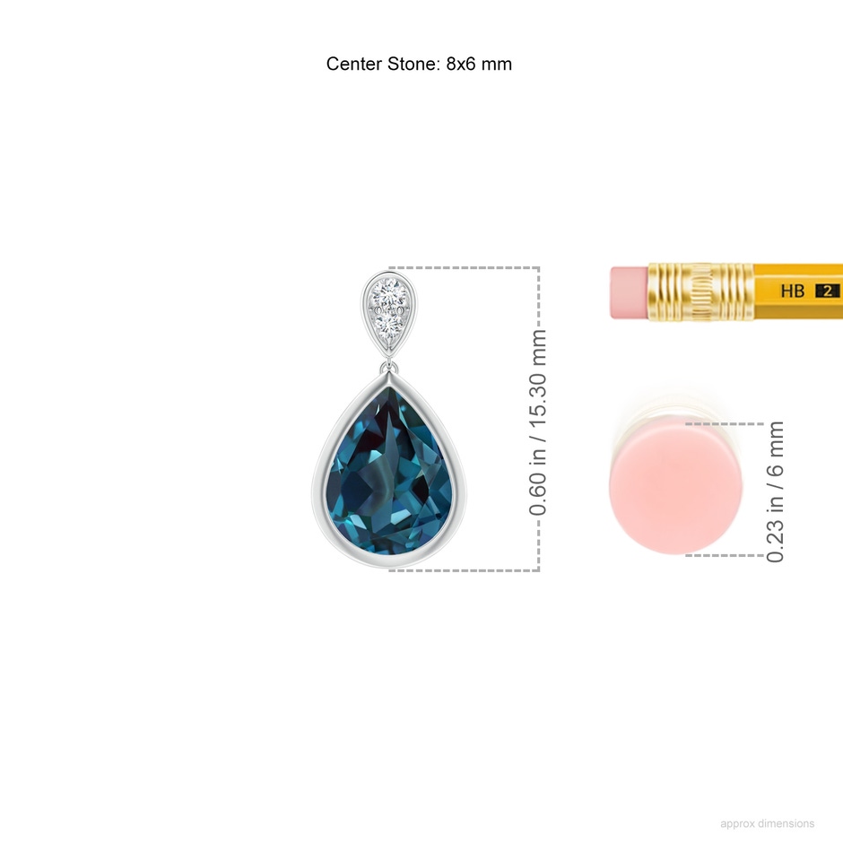 8x6mm Labgrown Bezel-Set Lab-Grown Alexandrite Teardrop Earrings with Diamond in White Gold ruler