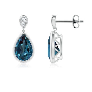 9x6mm Labgrown Bezel-Set Lab-Grown Alexandrite Teardrop Earrings with Diamond in White Gold