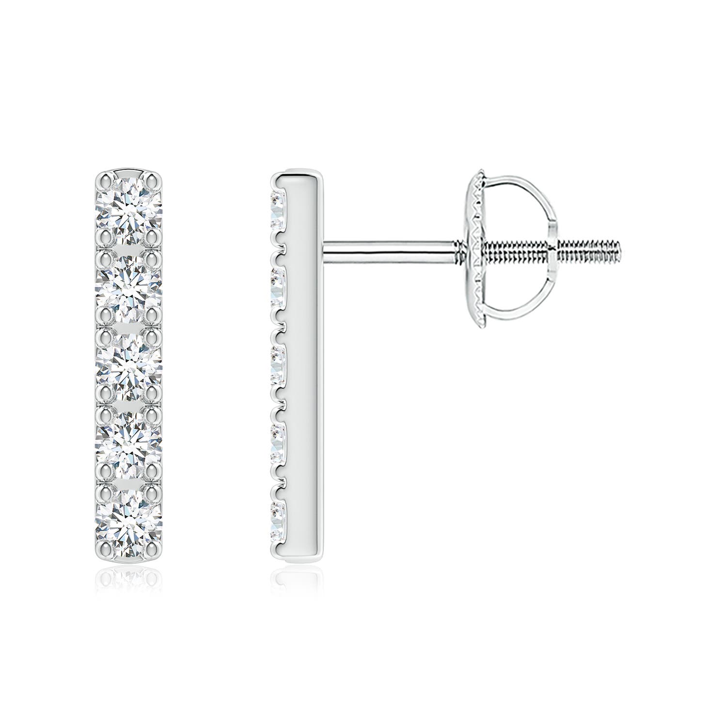 2.3mm FGVS Lab-Grown Prong-Set Diamond Vertical Bar Stud Earrings in 18K White Gold