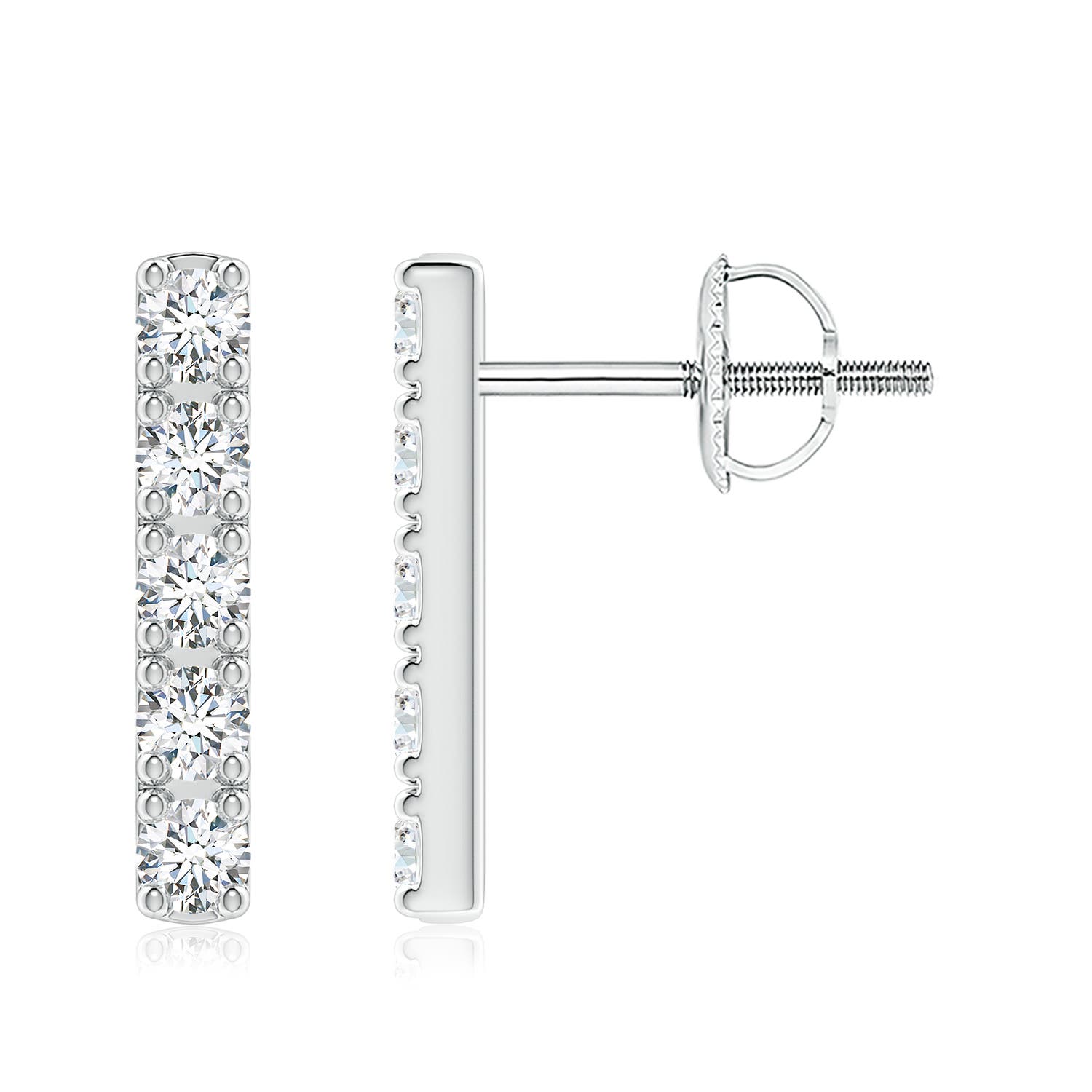2.6mm FGVS Lab-Grown Prong-Set Diamond Vertical Bar Stud Earrings in 18CT White Gold