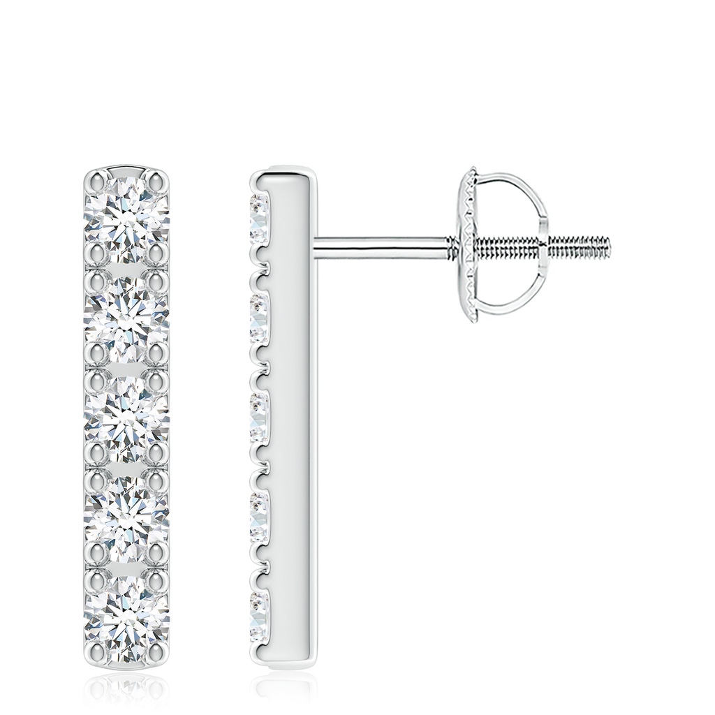 3mm FGVS Lab-Grown Prong-Set Diamond Vertical Bar Stud Earrings in White Gold