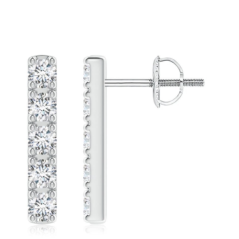 3mm FGVS Lab-Grown Prong-Set Diamond Vertical Bar Stud Earrings in White Gold 