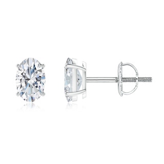 6x4mm FGVS Lab-Grown Oval Diamond Solitaire Stud Earrings in P950 Platinum